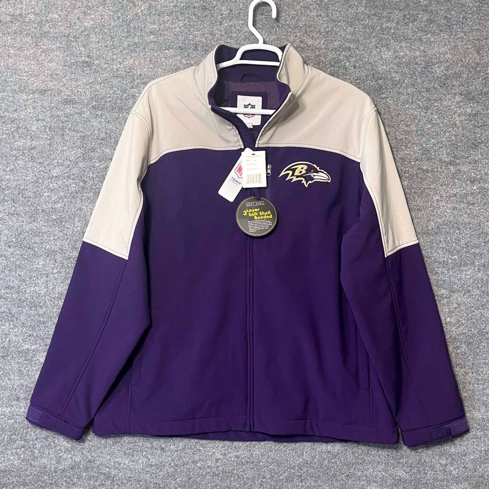 NFL Baltimore Ravens Mens XXL Soft Shell Jacket Purple Grey LA50C235 NWT